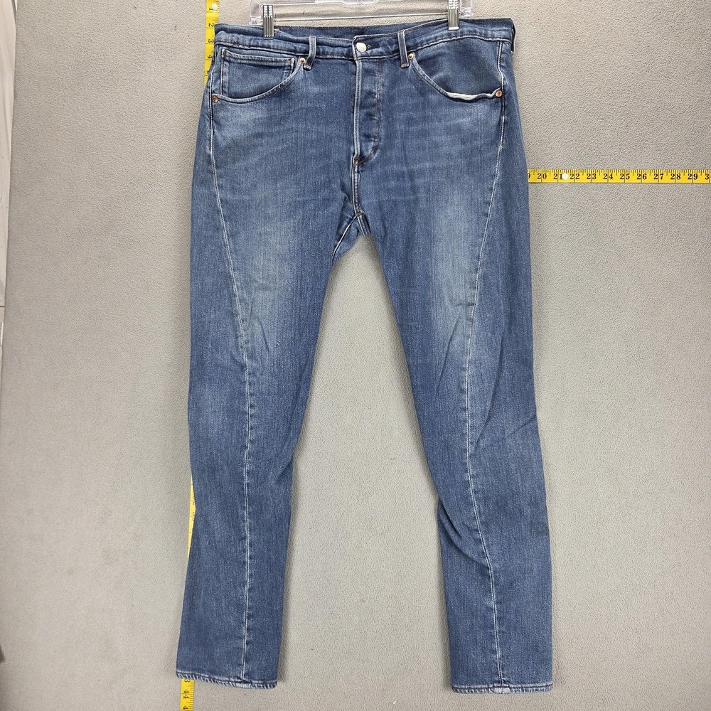 Levis 512 Engineered Jeans Mens Blue Twisted Red Patch Button Fly Fits 36x32